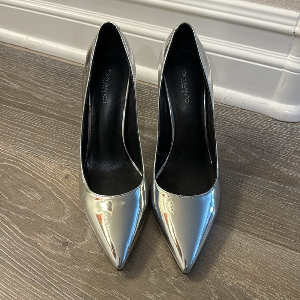 Tony Bianco Metallic Silver Pointed Toe Stiletto Heels